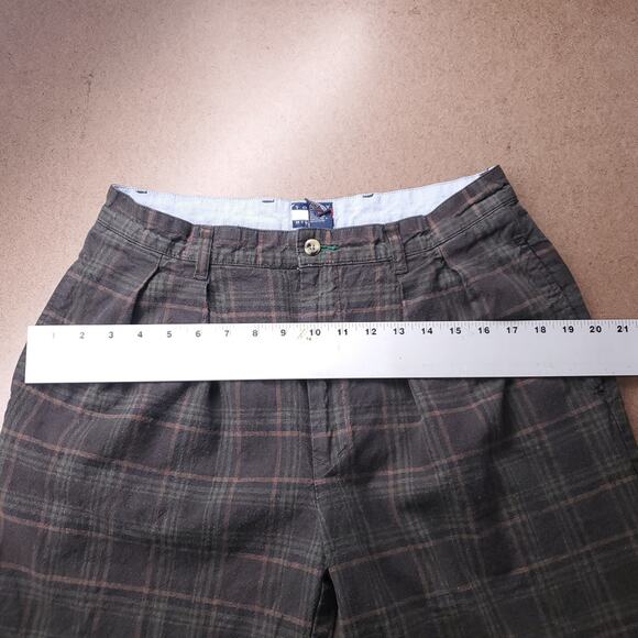 Tommy Hilfiger Pants Men 33 Plaid Straight Leg Pleated Waist Preppy Retro VTG - Picture 5 of 10